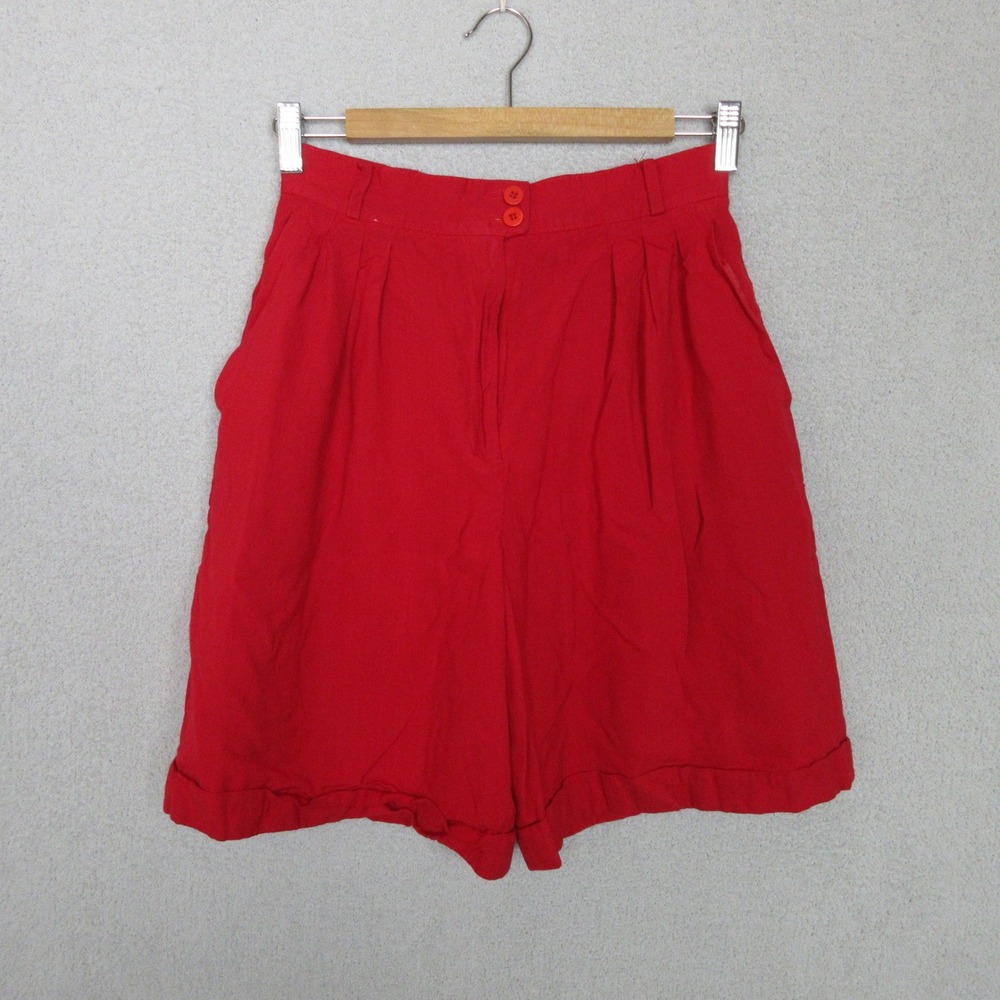 Jones New York Women's Bermuda Shorts High Waisted Red Pleated Size 10